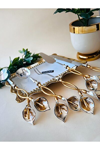 CASA DE BELLA Gold 5 Piece Flower Figured Service Set