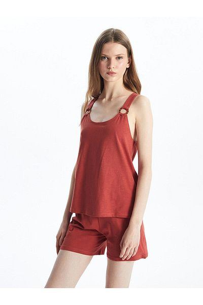LC Waikiki LCW DREAM Women's U-Neck Pajamas Set with Shorts - Straight Straps