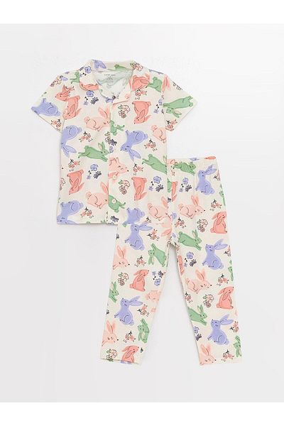 LC Waikiki Lcw Baby Baby Girl Polo Collar Pajamas Set