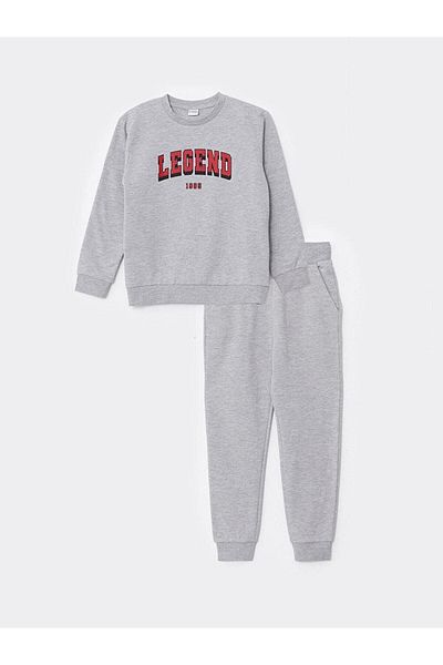 LC Waikiki LCW Kids Crew Neck Printed Long Sleeve Boy's Sweatshirt and Sweatpants