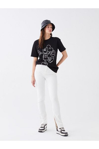 LC Waikiki Γυναικείο τζιν παντελόνι High Waist Flare Straight Leg Slit