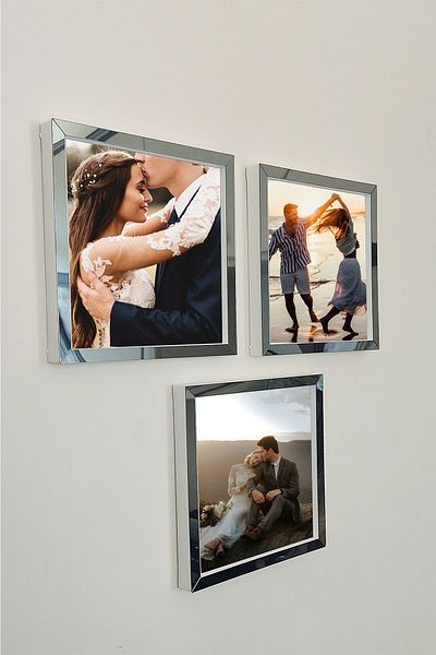 Verda Çerçeve 20x20 Cm Full Photo 3 Pieces Square Frames - Adhesive, 17.5x17.5 Cm Photo