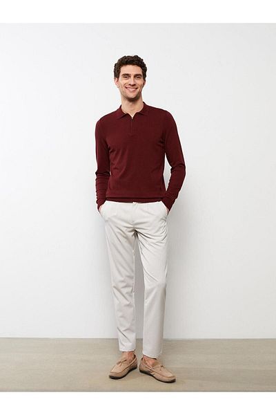 LC Waikiki Ανδρικό πλεκτό πουλόβερ LCWAIKIKI Basic Polo λαιμόκοψη μακρυμάνικο Pique