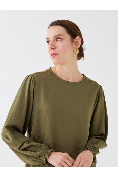 LC Waikiki Crew Neck Patterned Long Sleeve Satin Women's Tunic