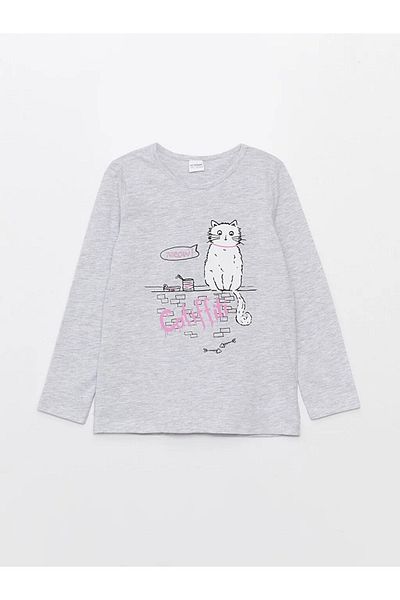 LC Waikiki Crew Neck - Girl's Printed Long Sleeve Pajama Set