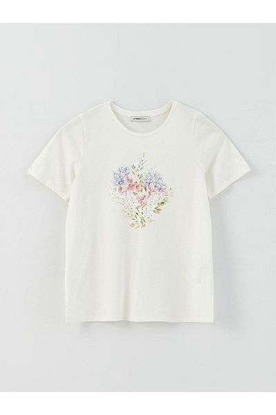 LC Waikiki Tricou cu mânecă scurtă imprimat cu decolteu rotund pentru femei