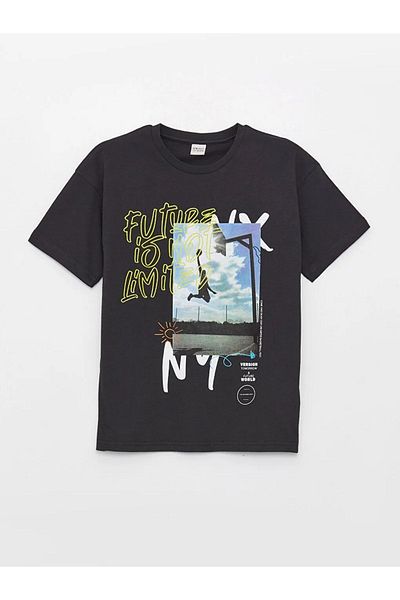 LC Waikiki LCW Kids Boy - Comfortable Fit Crew Neck Printed T-Shirt