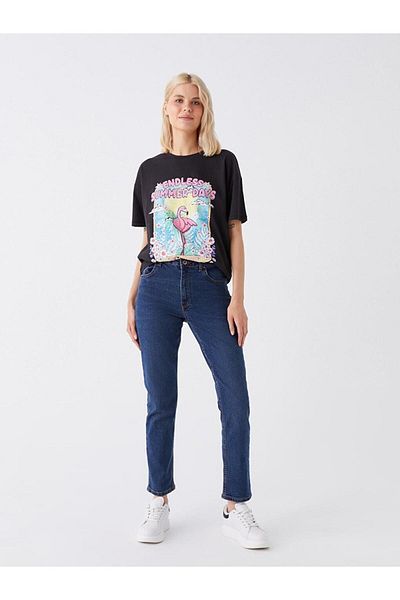 LC Waikiki LCW Jeans Pantaloni de damă, cu talie înaltă, în formă dreaptă
