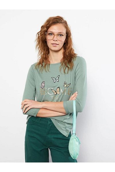 LC Waikiki Γυναικείο μπλουζάκι Casual Crew Neck με στάμπα