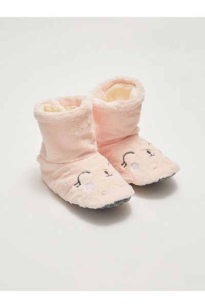 LC Waikiki Cizme de acasă de pluș pentru femei LCW STEPS cu detaliu de broderie
