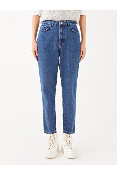 LC Waikiki LCW Jeans Yüksek Bel Mom Fit Cep Detaylı Kadın Rodeo Jean Pantolon