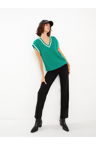 LC Waikiki XSIDE V-Neck Self Patterned Women's Knitwear Sweater