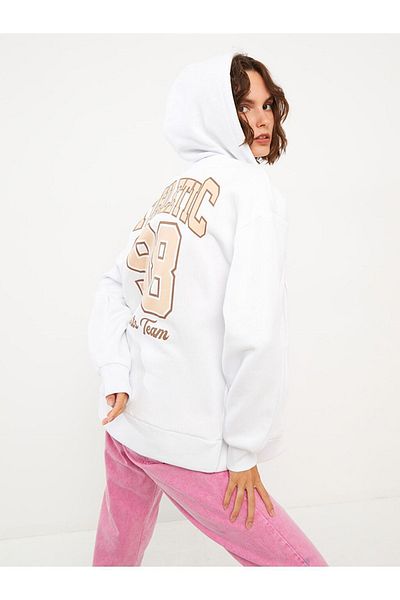 LC Waikiki Hooded Printed Long Sleeve Women's Cardigan