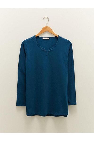LC Waikiki Tricou cu mânecă lungă, cu decolteu în U, LCW Grace, pentru femei