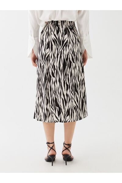 LC Waikiki A-vonalú mintás női szoknya elasztikus derékkal