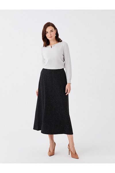 LC Waikiki LCW Grace fekete Jacquard szabványos mintás női szoknya