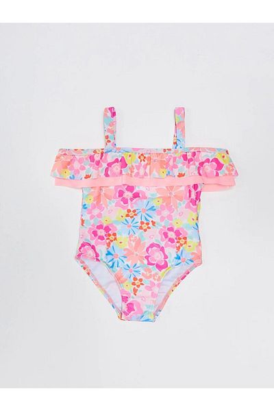 LC Waikiki Lcw Baby – Bedruckter Badeanzug mit Riemchendesign für Babymädchen