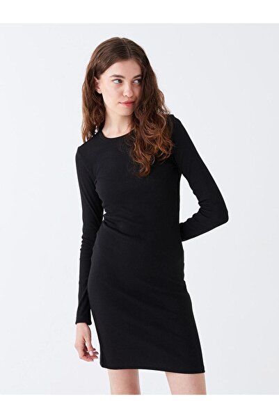 LC Waikiki LCW Vision Bisiklet Yaka Düz Uzun Kollu Kadın Bodycon Elbise