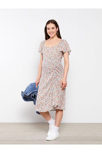LC Waikiki Φόρεμα εγκυμοσύνης LCWAIKIKI Maternity με τετράγωνο γιακά με κοντό μανίκι βισκόζη