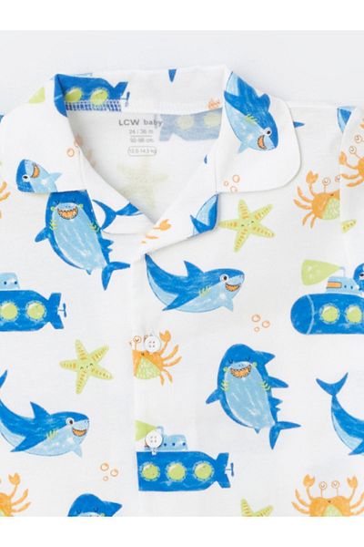 LC Waikiki Polo Collar Short Sleeve Printed Baby Boy Pajama Set