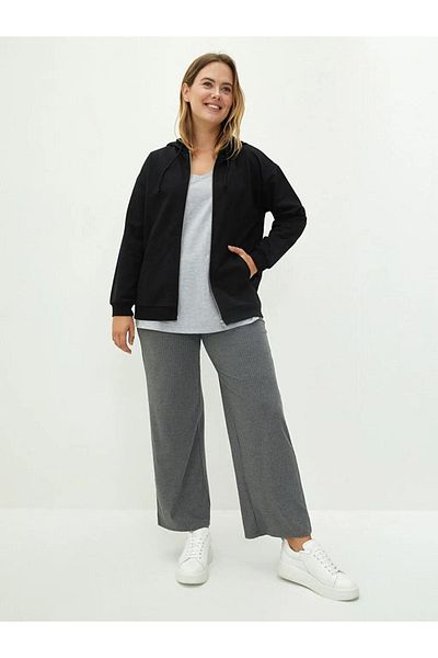 LC Waikiki Cardigan sport pentru femei, cu glugă, cu mânecă lungă, de dimensiuni mari