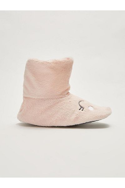LC Waikiki Cizme de acasă de pluș pentru femei LCW STEPS cu detaliu de broderie
