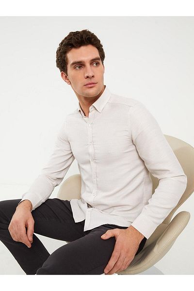 LC Waikiki Cămașă Dobby cu mânecă lungă LCWAIKIKI Classic Slim Fit pentru bărbați