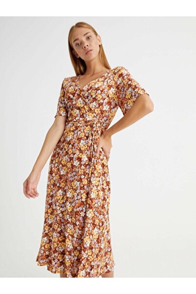 LC Waikiki Γυναικείο φόρεμα σε καφέ στάμπα