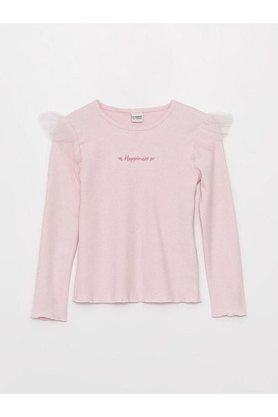 LC Waikiki LCW Kids Girls - Μακρυμάνικο μπλουζάκι με κέντημα με λαιμόκοψη