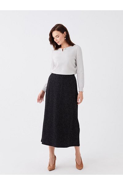 LC Waikiki LCW Grace fekete Jacquard szabványos mintás női szoknya