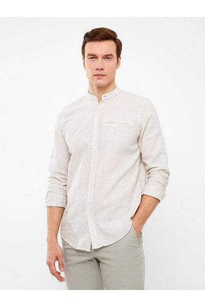 LC Waikiki Cămașă pentru bărbați LCWAIKIKI Classic Regular Fit cu mânecă lungă în amestec de in