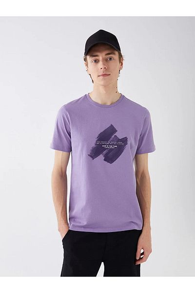 LC Waikiki Ανδρικό μπλουζάκι Lcw Casual Crew με λαιμόκοψη κοντό μανίκι με στάμπα χτενισμένο βαμβακερό ανδρικό μπλουζάκι