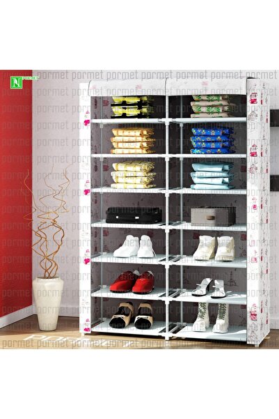 PORMET 2 Bölmeli Bez Dolap Bez Ayakkabılık Desenli Istanbul