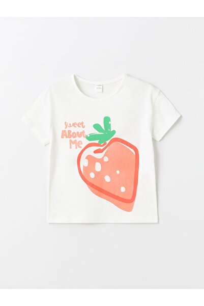 LC Waikiki Crew Neck Printed Short Sleeve T-Shirt for Baby Girl