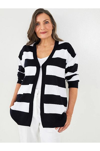 LC Waikiki Grace V-Neck Color Blocked Long Sleeve Women's Knitwear Cardigan