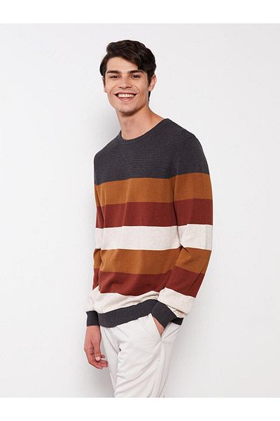 LC Waikiki LCWAIKIKI Classic - Pulover tricotat pentru bărbați, cu mânecă lungă, cu dungi