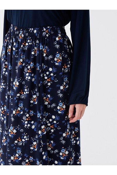 LC Waikiki Floral Patterned Women's Skirt with Elastic Waist