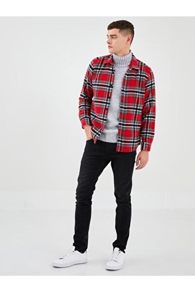 LC Waikiki Regular Fit Uzun Kollu Ekose Erkek Gömlek Ceket