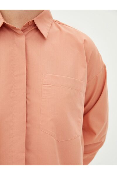 LC Waikiki Gömlek Yaka Düz Uzun Kollu Oversize Kadın Tunik