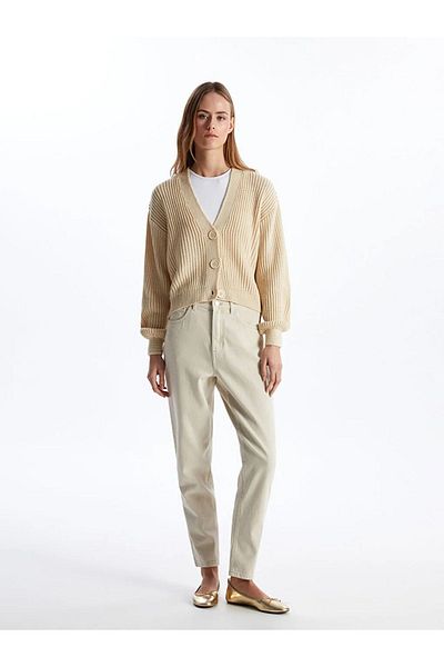 LC Waikiki LCW Vision V-neck Solid Long Sleeve Women's Knitwear Cardigan