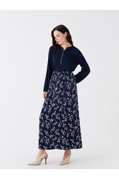 LC Waikiki Floral Patterned Women's Skirt with Elastic Waist