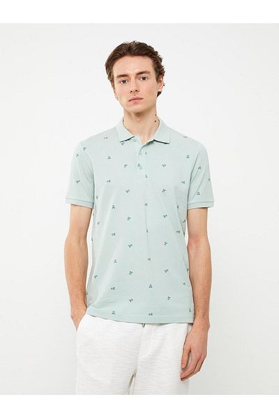 LC Waikiki Tricou piqué cu imprimeu cu gât polo LCW pentru bărbați - mânecă scurtă