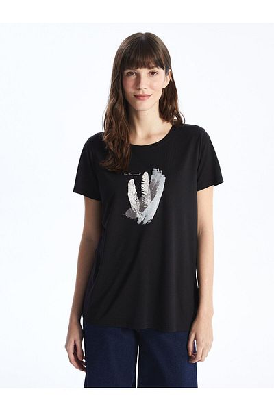 LC Waikiki Women's - Crew Neck Printed Short Sleeve T-Shirt