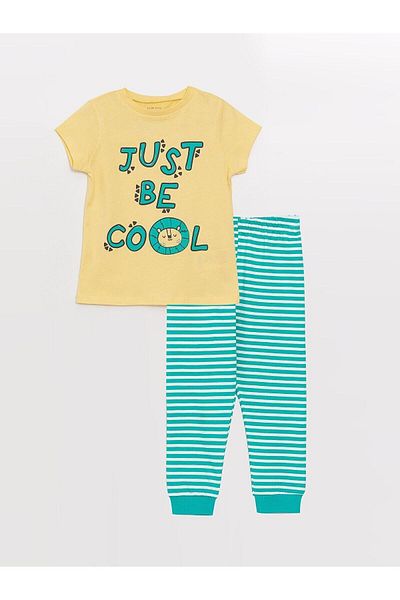 LC Waikiki Lcw Baby Baby Boy Pajamas Set - Crew Neck, Short Sleeve, Printed