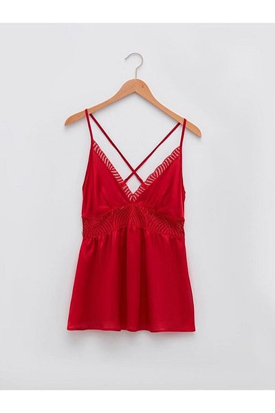 LC Waikiki Top de pijama de damă cu bretele cu dantelă cu decolteu în V