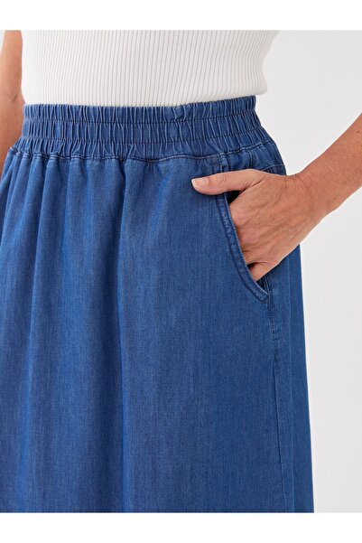 LC Waikiki Fusta de blugi pentru femei LCW Grace cu talie elastică A croială (S3)