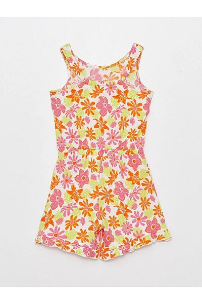 LC Waikiki Lcw Kids Mädchen Jumpsuit mit U-Kragen und Muster