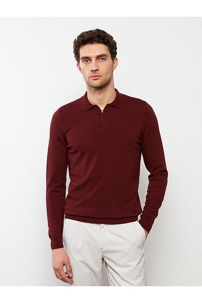 LC Waikiki Ανδρικό πλεκτό πουλόβερ LCWAIKIKI Basic Polo λαιμόκοψη μακρυμάνικο Pique