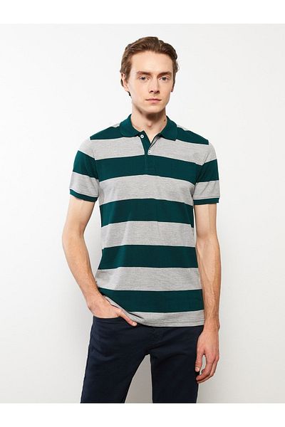 LC Waikiki Ανδρικό μπλουζάκι με ριγέ Pique Polo γιακά - Κοντό μανίκι