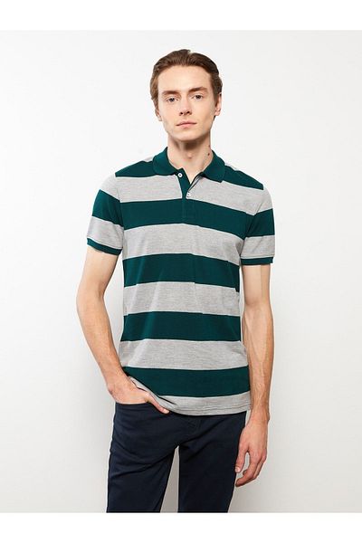 LC Waikiki Ανδρικό μπλουζάκι με ριγέ Pique Polo γιακά - Κοντό μανίκι